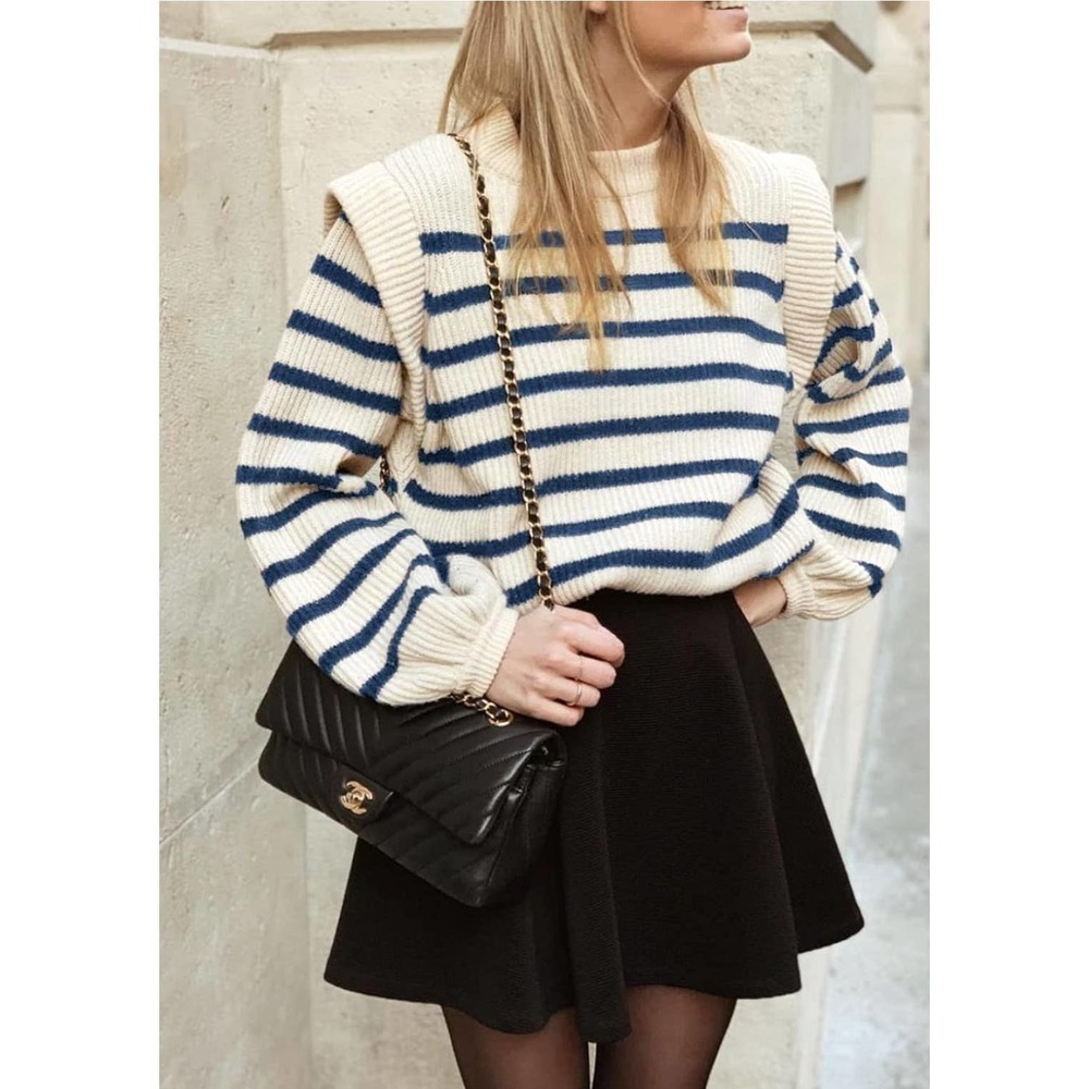 Prettygarden striped sweater with ruffles Size Large